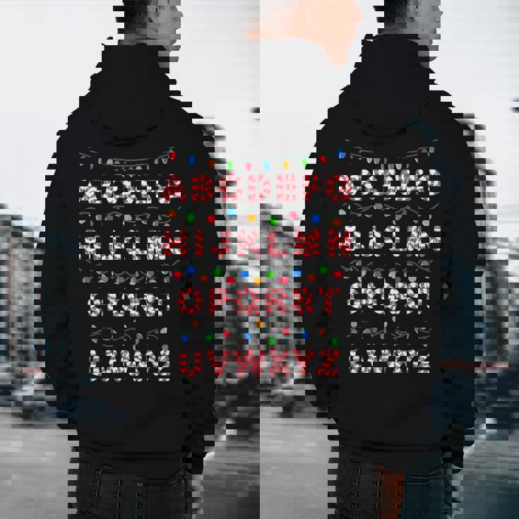 Christmas Alphabet Candy Cane Teachers Students Candy Cane For Men Women Kids Men&#x27;s Hoodie Back Print, novelty gifts, funny gifts