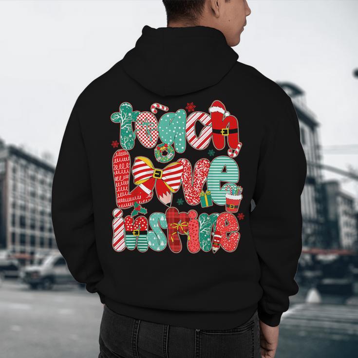 Christmas Coquette Bow Teacher Teach Love Inspire Men's Hoodie Back Print, novelty gifts, funny gifts