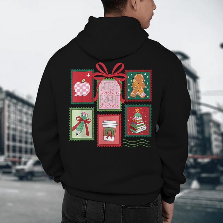 Christmas Teacher Stamps Men's Hoodie Back Print, novelty gifts, funny gifts