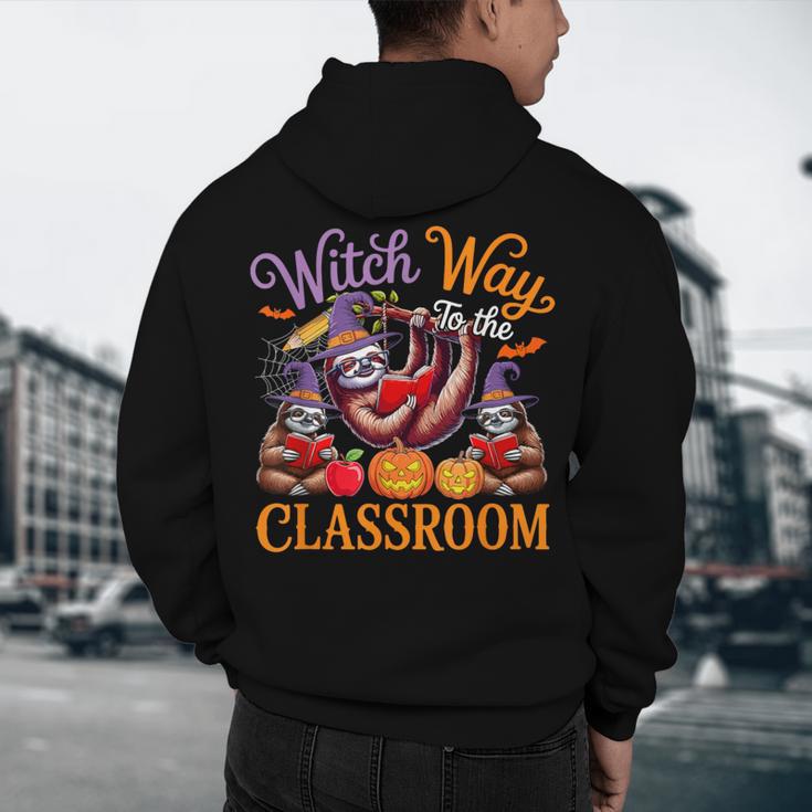 Way To Classroom Halloween Witch Three Cute Sloths Teacher Men's Hoodie Back Print, novelty gifts, funny gifts Way To Classroom Halloween Witch Three Cute Sloths Teacher Men's Hoodie Back Print, novelty gifts, funny gifts