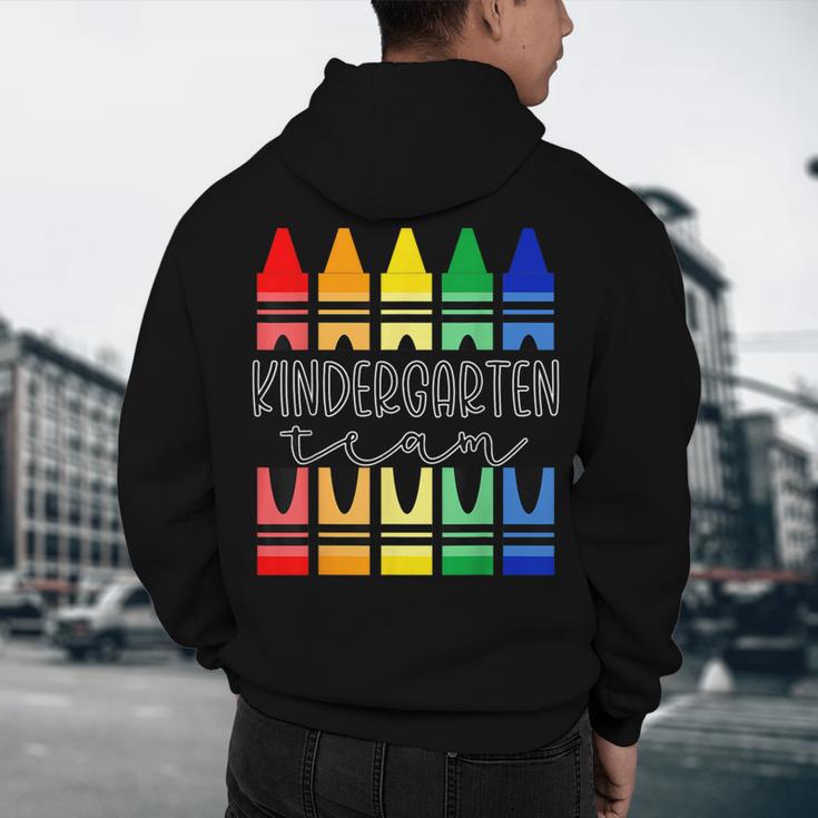 Colorful Crayon Kindergarten Team Tee For Teachers Students Men Women Kids Men's Hoodie Back Print, novelty gifts, funny gifts