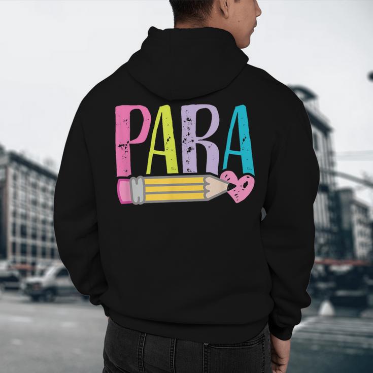 Colorful PARA Teacher Paraprofessional Cute Pencil Men's Hoodie Back Print, novelty gifts, funny gifts Colorful PARA Teacher Paraprofessional Cute Pencil Men's Hoodie Back Print, novelty gifts, funny gifts