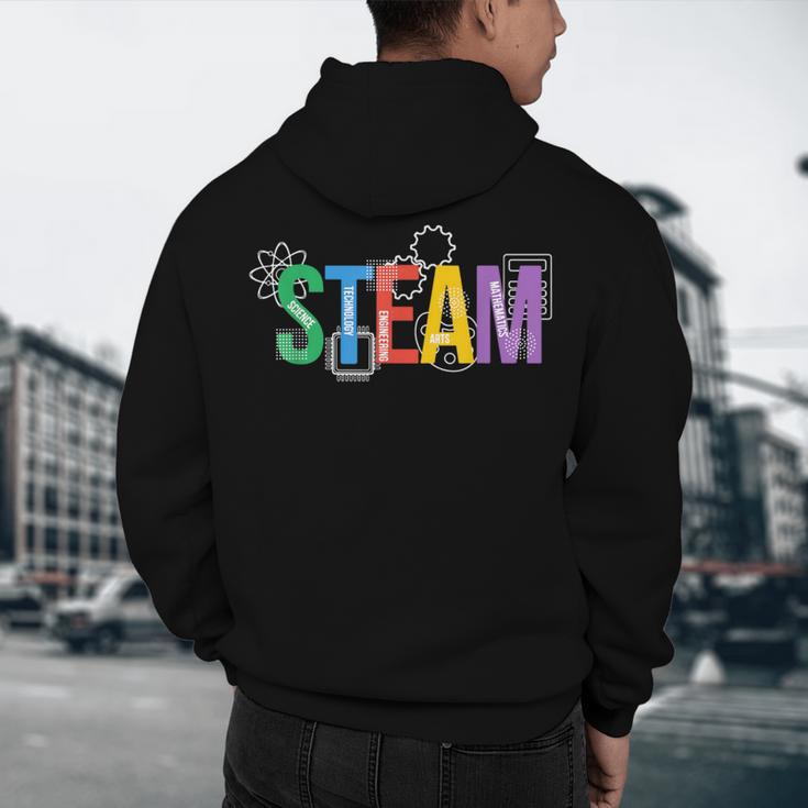 Colorful Steam Letters For Steam Program Teacher And Student Men's Hoodie Back Print, novelty gifts, funny gifts