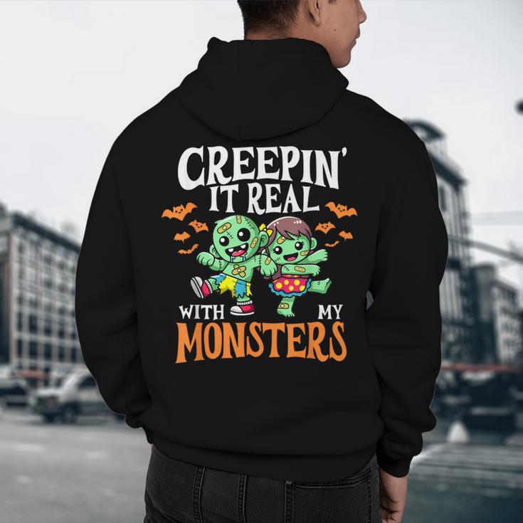 Creepin It Real Monster School Teacher Principal Halloween Men's Hoodie Back Print, novelty gifts, funny gifts