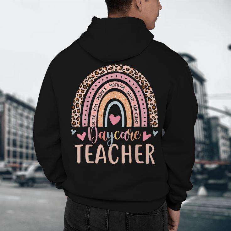Cute Daycare Teacher Rainbow Leopard Print Childcare Worker Men's Hoodie Back Print, novelty gifts, funny gifts Cute Daycare Teacher Rainbow Leopard Print Childcare Worker Men's Hoodie Back Print, novelty gifts, funny gifts