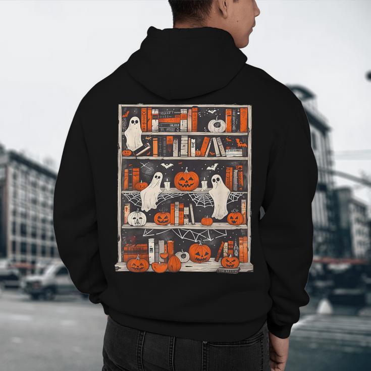 Cute Ghost Book Reading Books Lover Spooky Teacher Halloween Men's Hoodie Back Print, novelty gifts, funny gifts