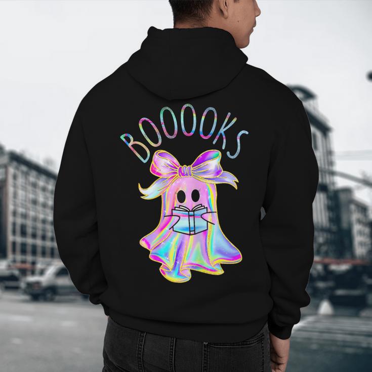 Cute Ghost Book Reading Halloween Teacher Top Girls Women Men's Hoodie Back Print, novelty gifts, funny gifts