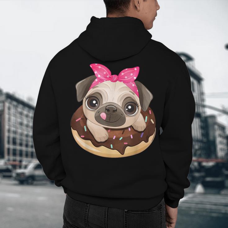 Cute Pug Shirt Donut Girls Dog Men's Hoodie Back Print, novelty gifts, funny gifts