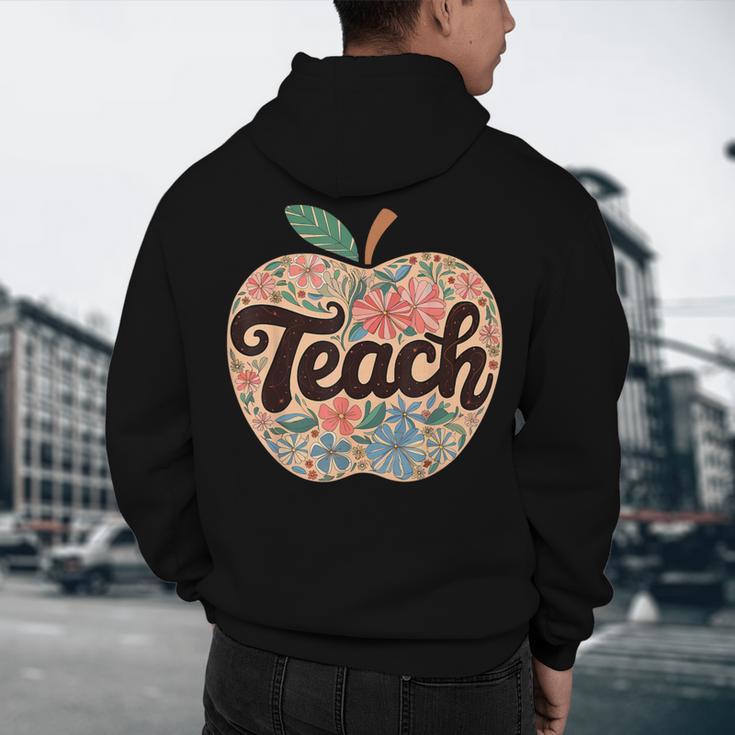 Cute Teacher With Apple Retro Teacher Kids Back To School Men's Hoodie Back Print, novelty gifts, funny gifts Cute Teacher With Apple Retro Teacher Kids Back To School Men's Hoodie Back Print, novelty gifts, funny gifts