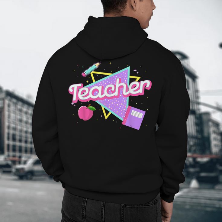 Cute Teacher Shirt 80's 90's Style Retro Old School Teacher For Men Women Men's Hoodie Back Print, novelty gifts, funny gifts