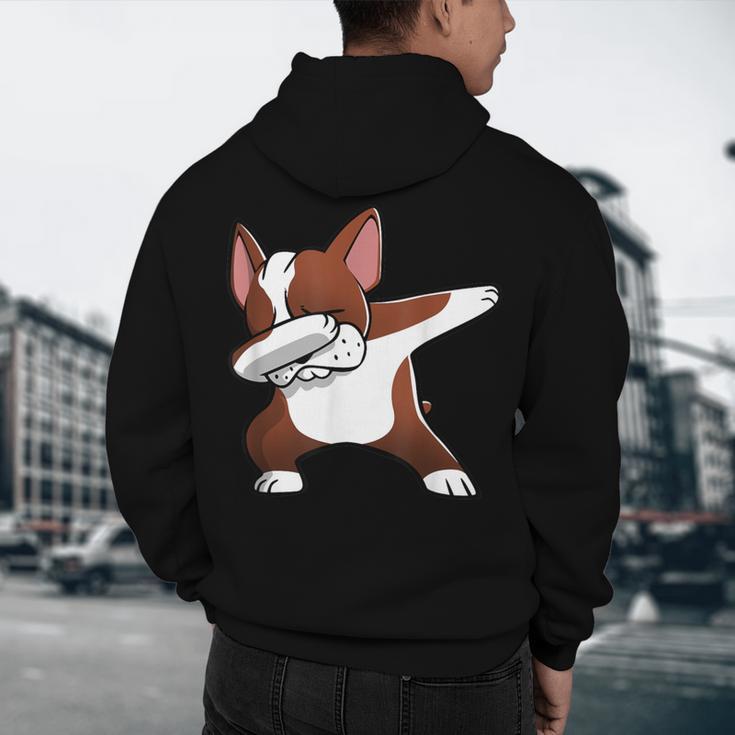 Dabbing Red Boston Terrier Dab Dance Dog Men Women Kids Men's Hoodie Back Print, novelty gifts, funny gifts