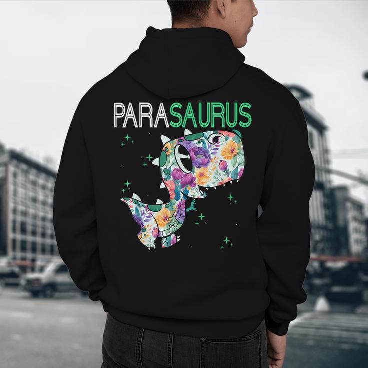 Dino Para Professional Teacher Collection T-Rex Dinosaur Paraeducator Assistant Teacher Men's Hoodie Back Print, novelty gifts, funny gifts