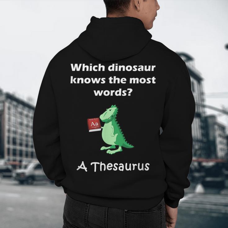 Dinosaur Thesaurus Grammar Joke Teacher Men's Hoodie Back Print, novelty gifts, funny gifts Dinosaur Thesaurus Grammar Joke Teacher Men's Hoodie Back Print, novelty gifts, funny gifts