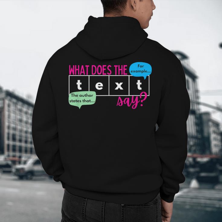 What Does The Text Say Text Evidence Reading Teacher For Men Women Men's Hoodie Back Print, novelty gifts, funny gifts