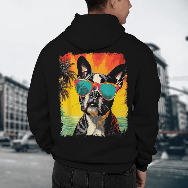 Dog Boston Terrier Hawaiian Men's Hoodie Back Print, novelty gifts, funny gifts