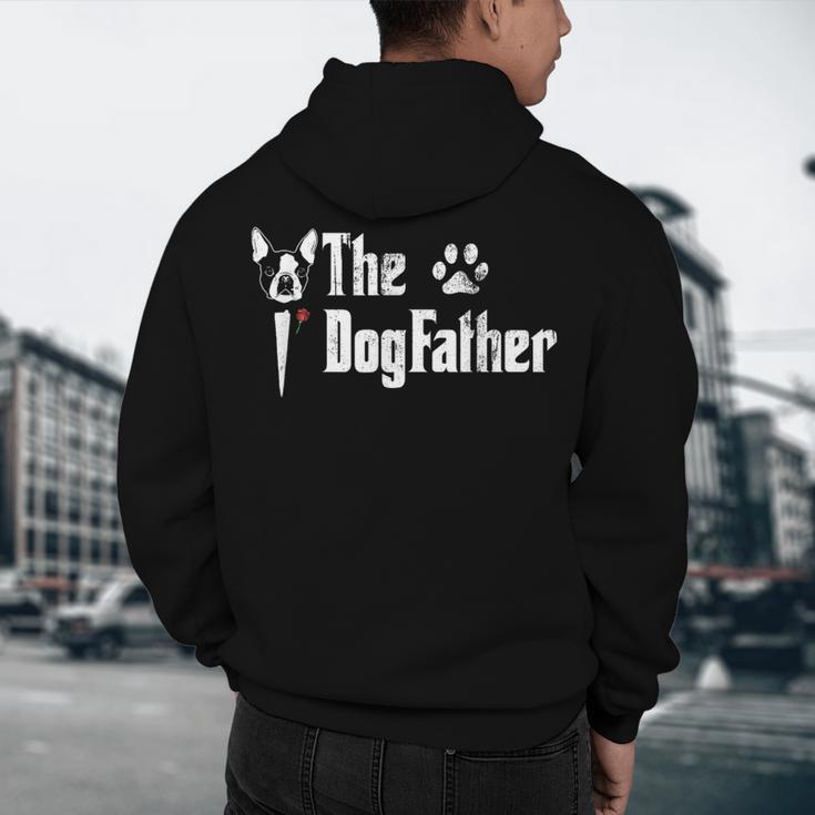 The Dogfather Boston Terrier Dog Dad Father's Day Men's Hoodie Back Print, novelty gifts, funny gifts