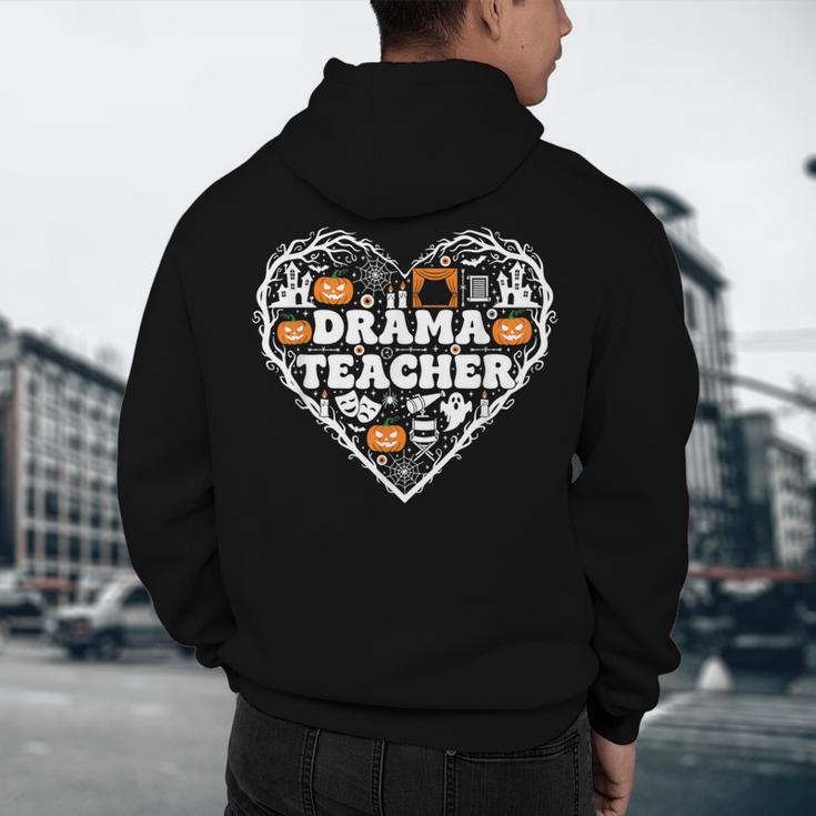 Drama Teacher Heart Pumpkin Ghost Halloween Kids Men's Hoodie Back Print, novelty gifts, funny gifts
