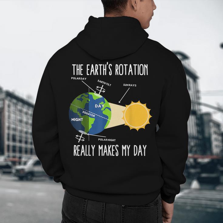 Earth Rotation Earth Day Science Teacher Kids Women Men's Hoodie Back Print, novelty gifts, funny gifts