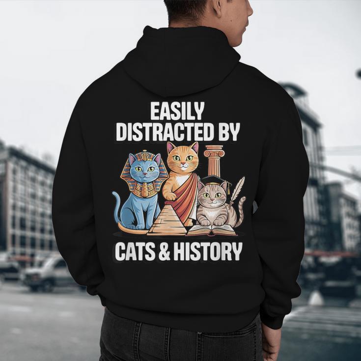 Easily Distracted By Cats & History Teacher Women Men Men's Hoodie Back Print, novelty gifts, funny gifts