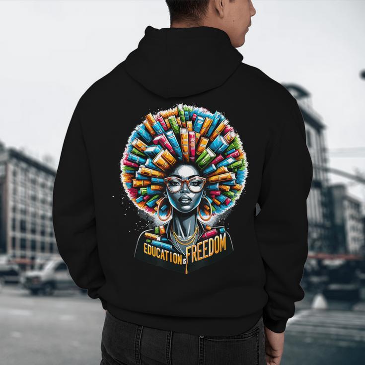 Education Is Freedom History Month Teacher Books Afro Men's Hoodie Back Print, novelty gifts, funny gifts Education Is Freedom History Month Teacher Books Afro Men's Hoodie Back Print, novelty gifts, funny gifts
