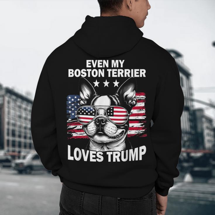Even My Boston Terrier Loves Trump Trump Supporter Dog Lover Men's Hoodie Back Print, novelty gifts, funny gifts