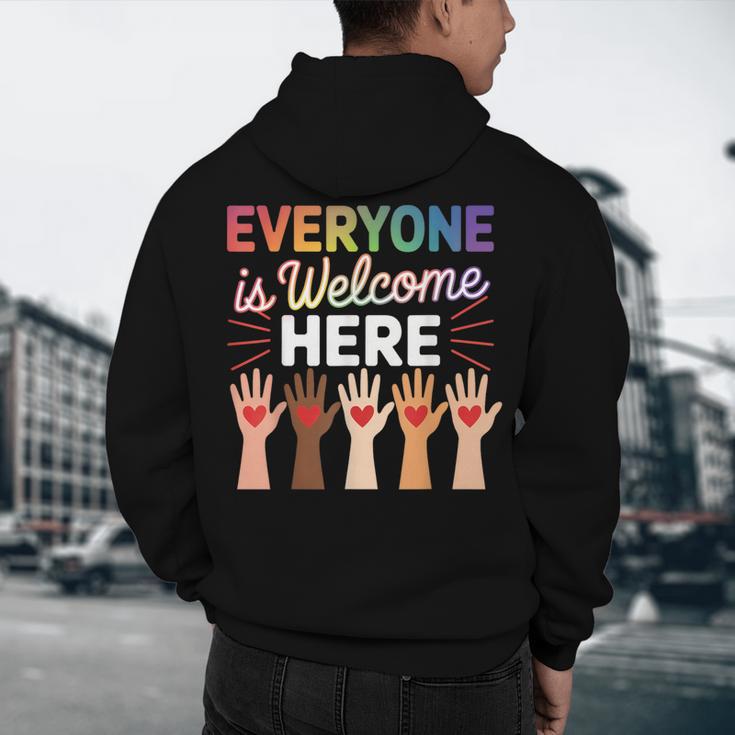 Everyone Is Welcome Here Shirt Teacher Men's Hoodie Back Print, novelty gifts, funny gifts