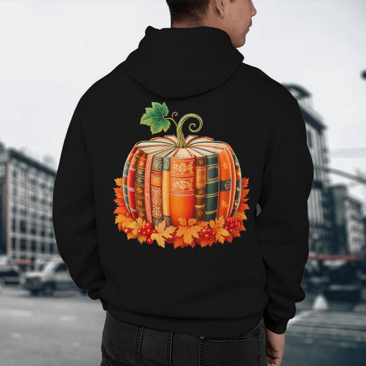 Fall Book Autumn Reading Teacher Halloween Pumpkin Season Men's Hoodie Back Print, novelty gifts, funny gifts