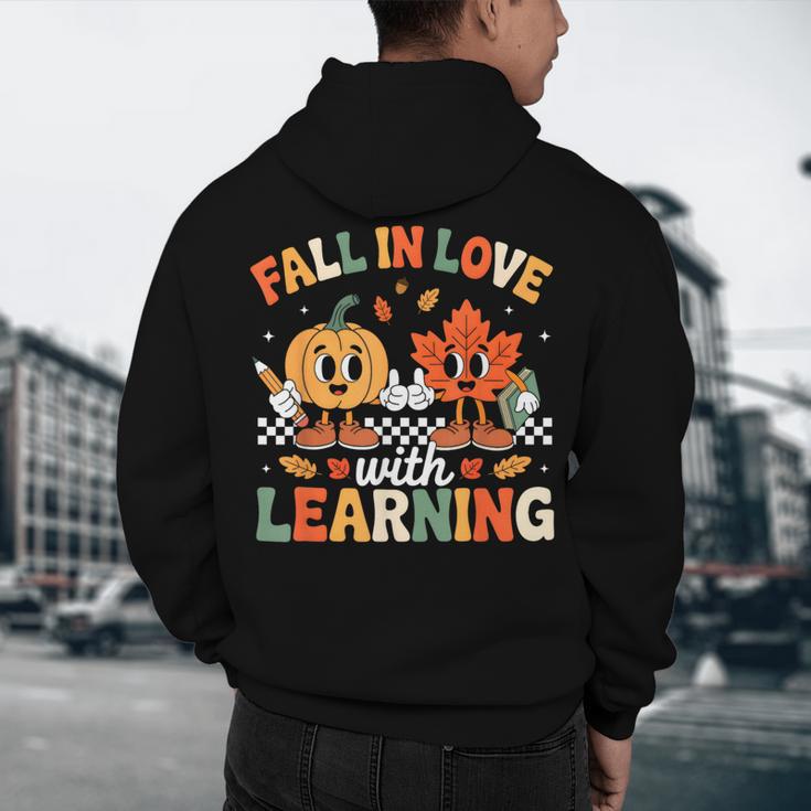 Fall In Love With Learning Shirt Autumn Thanksgiving Teacher Men's Hoodie Back Print, novelty gifts, funny gifts
