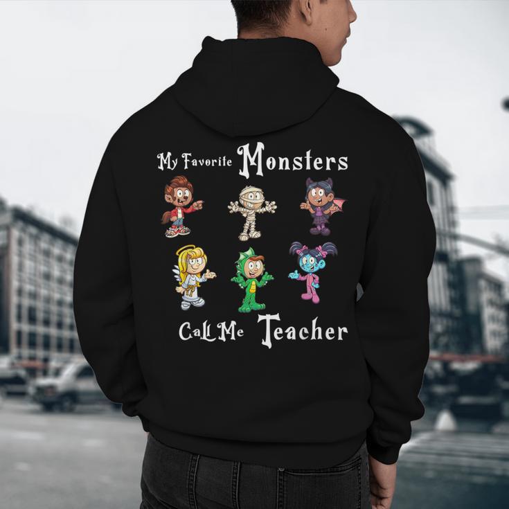 My Favorite Monsters Call Me Teacher Thank Mummy Vampire Bat Men's Hoodie Back Print, novelty gifts, funny gifts