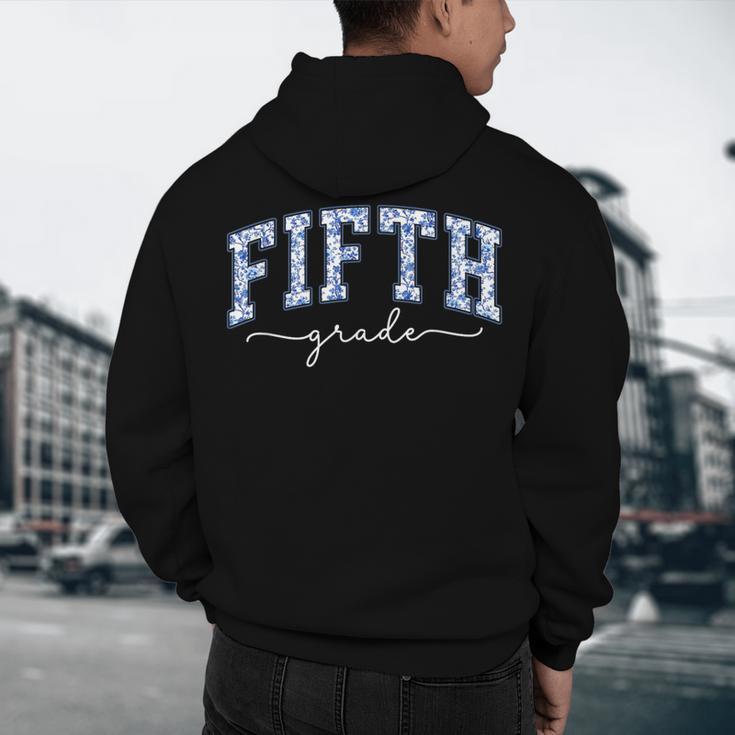 Fifth Grade Coquette Toile Blue Bow Floral Women Teacher Men's Hoodie Back Print, novelty gifts, funny gifts Fifth Grade Coquette Toile Blue Bow Floral Women Teacher Men's Hoodie Back Print, novelty gifts, funny gifts