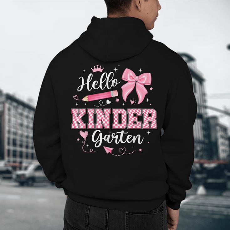 First Day Of School Teacher Girl Coquette Hello Kindergarten Men's Hoodie Back Print, novelty gifts, funny gifts First Day Of School Teacher Girl Coquette Hello Kindergarten Men's Hoodie Back Print, novelty gifts, funny gifts