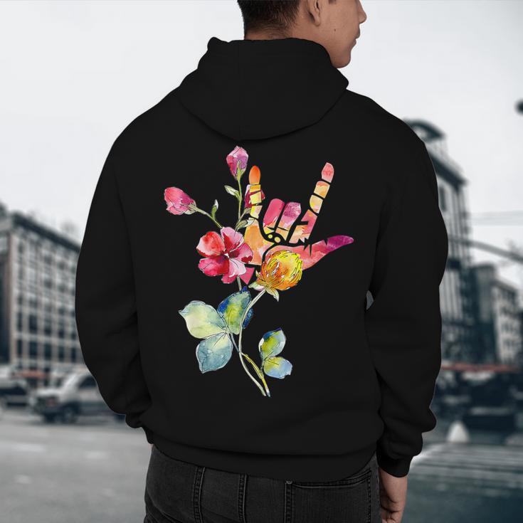 Flower American Sign Language ASL Teacher Teaching Deaf Men's Hoodie Back Print, novelty gifts, funny gifts Flower American Sign Language ASL Teacher Teaching Deaf Men's Hoodie Back Print, novelty gifts, funny gifts