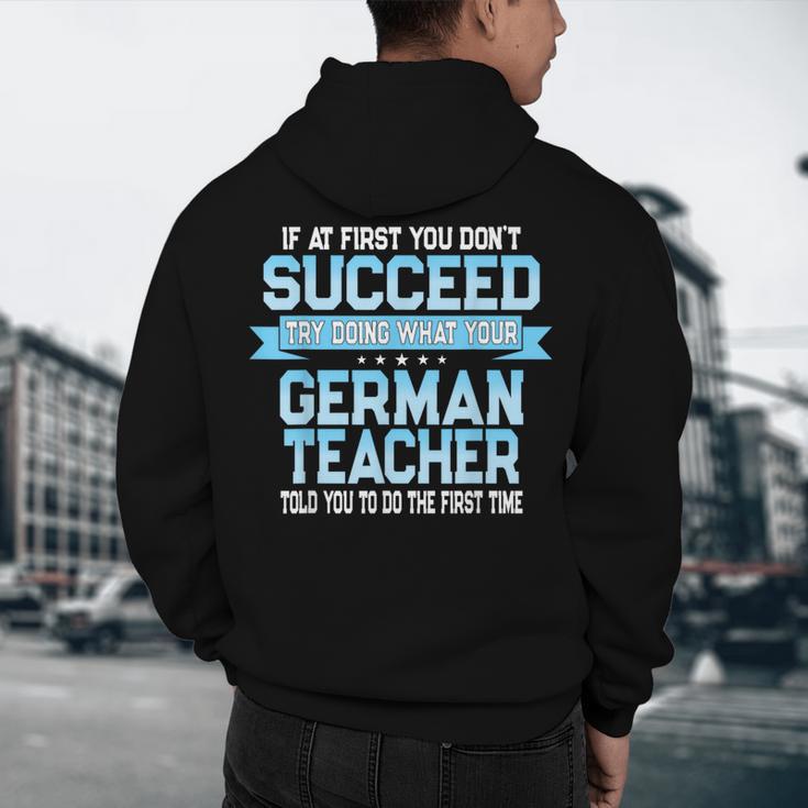 Fun German Teacher Appreciation Language Class Saying Men's Hoodie Back Print, novelty gifts, funny gifts