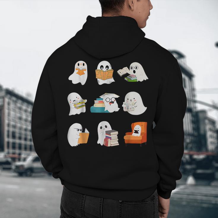 Ghost Reading Teacher Halloween Librarian Book Lover School Men's Hoodie Back Print, novelty gifts, funny gifts Ghost Reading Teacher Halloween Librarian Book Lover School Men's Hoodie Back Print, novelty gifts, funny gifts