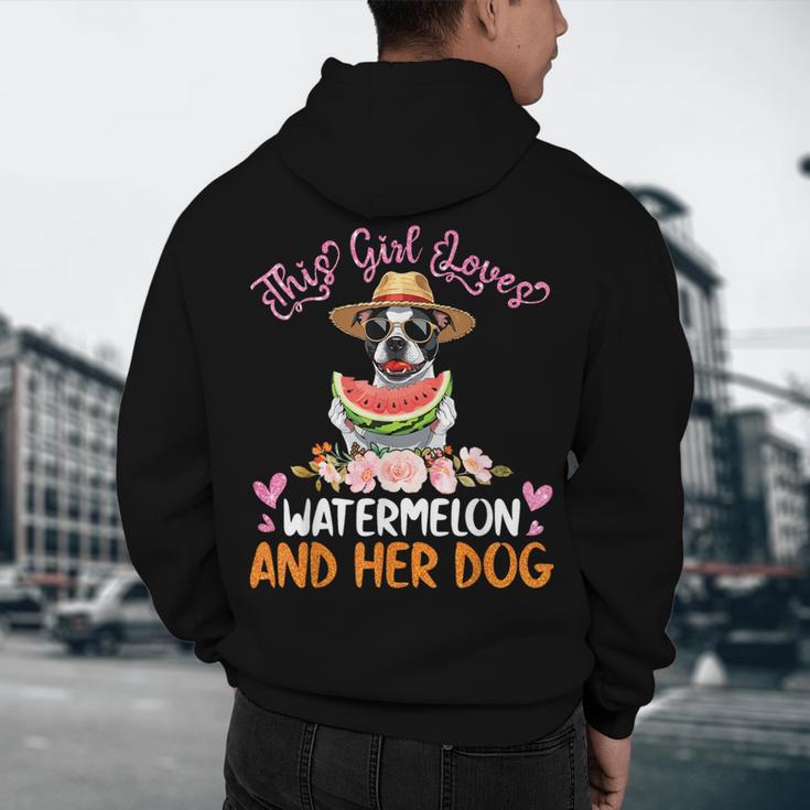 This Girl Loves Watermelon And Her Boston Terrier Dog Mother Men's Hoodie Back Print, novelty gifts, funny gifts