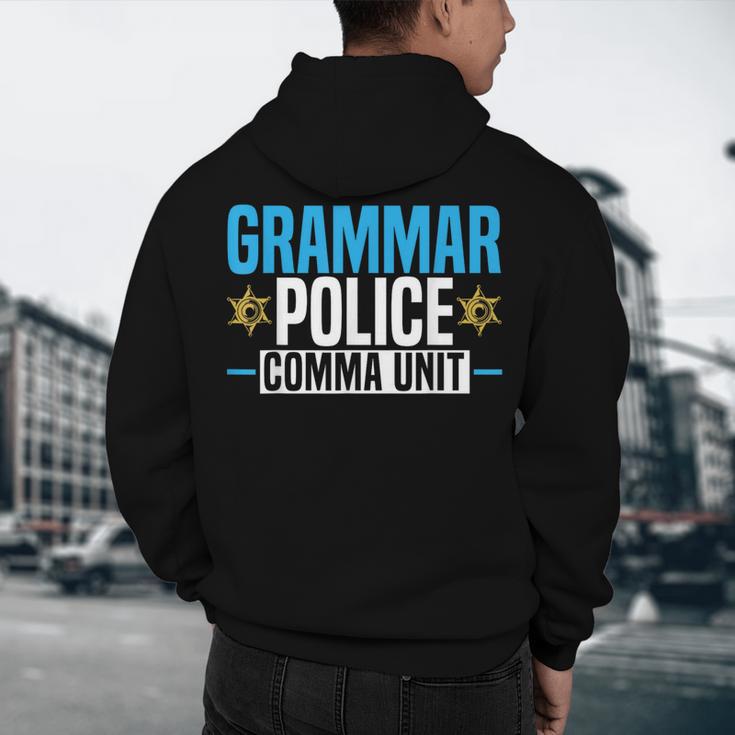 Grammar Police Comma Unit English Teacher Grammar Teacher For Men Women Men's Hoodie Back Print, novelty gifts, funny gifts