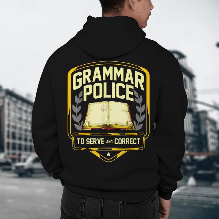 Grammar Police To Serve And Correct English Teacher Men's Hoodie Back Print, novelty gifts, funny gifts Grammar Police To Serve And Correct English Teacher Men's Hoodie Back Print, novelty gifts, funny gifts