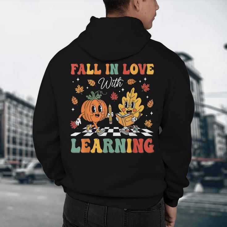 Groovy Fall In Love With Learning Autumn Pumpkin Teacher Men's Hoodie Back Print, novelty gifts, funny gifts Groovy Fall In Love With Learning Autumn Pumpkin Teacher Men's Hoodie Back Print, novelty gifts, funny gifts