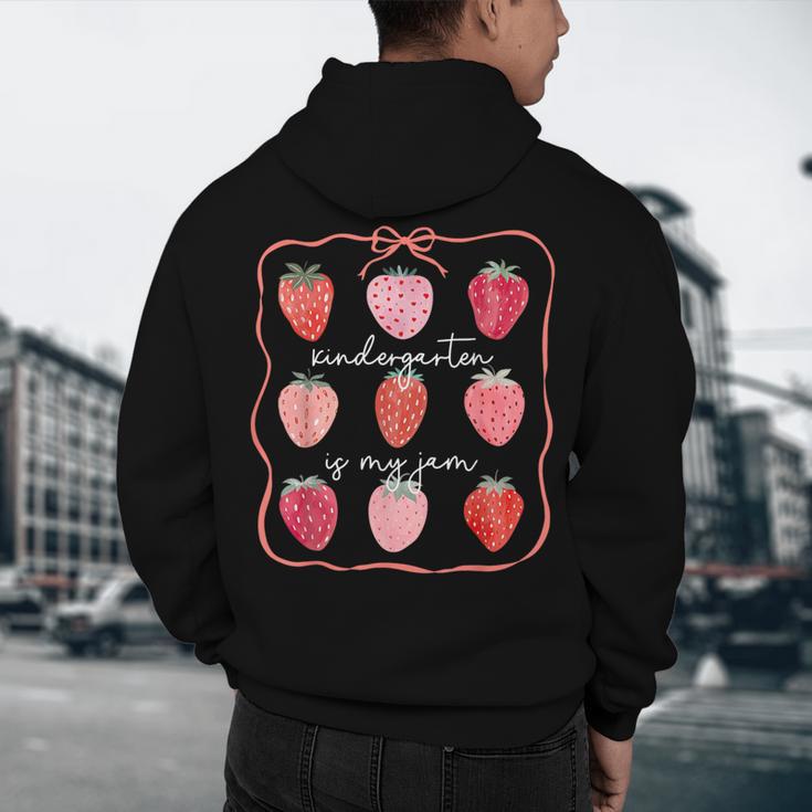 Groovy Kindergarten Is My Jam Strawberry Kinder Team Teacher Men's Hoodie Back Print, novelty gifts, funny gifts