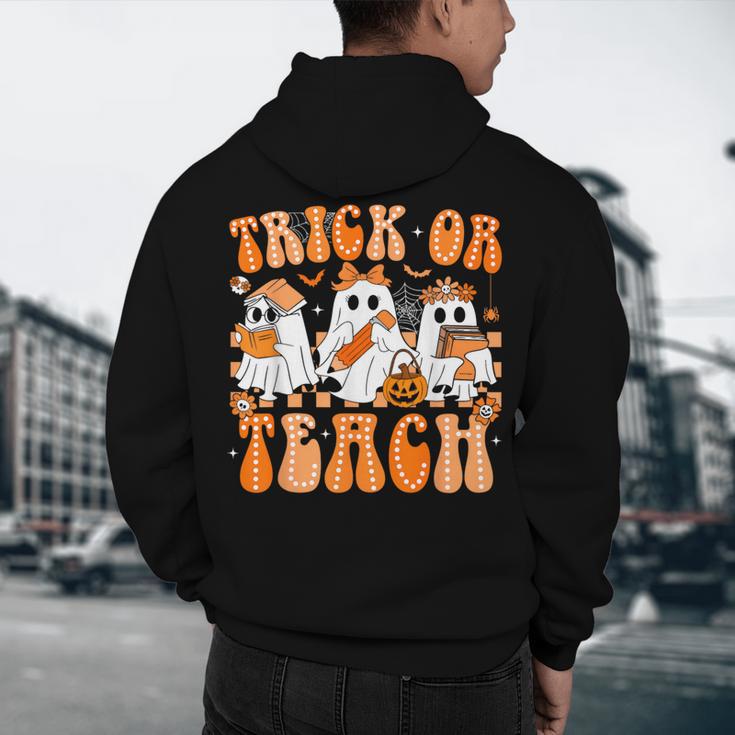 Groovy Teacher Halloween Trick Or Teach Ghost Men Women Kids Men's Hoodie Back Print, novelty gifts, funny gifts