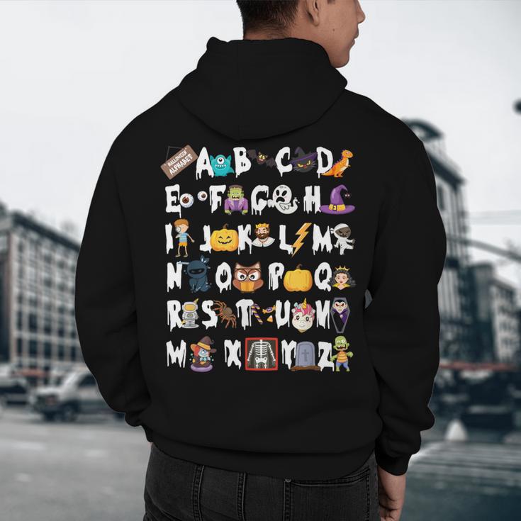 Halloween Alphabet ABCs Learning Kindergarten Teacher Men Women Kids Men's Hoodie Back Print, novelty gifts, funny gifts Halloween Alphabet ABCs Learning Kindergarten Teacher Men Women Kids Men's Hoodie Back Print, novelty gifts, funny gifts