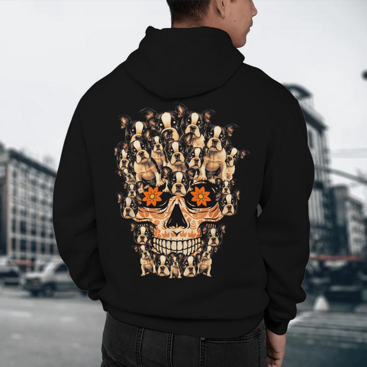 Halloween Costume Skull Boston Terrier Dog Lover For Men Women Kids Men's Hoodie Back Print, novelty gifts, funny gifts