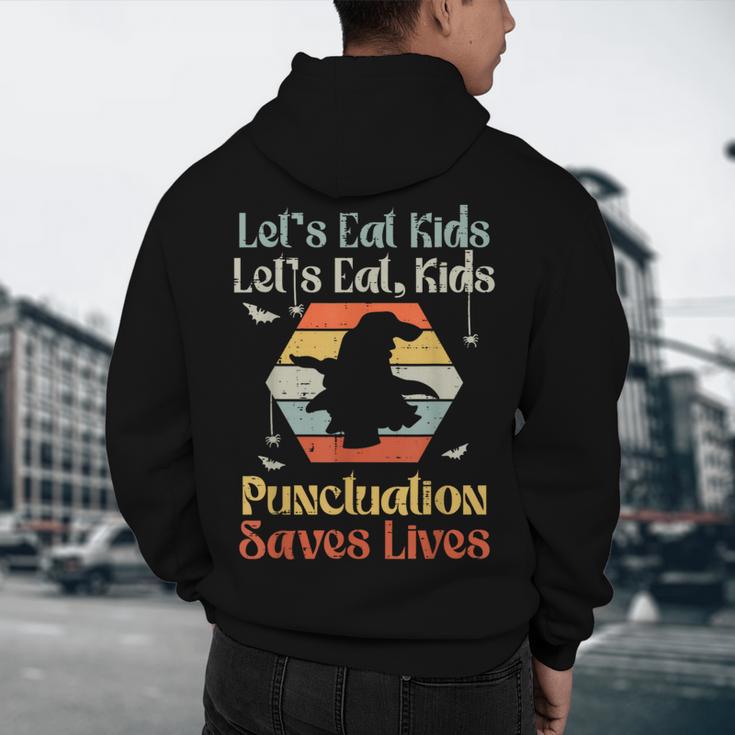 Halloween Lets Eat Kids English Teacher Costume Women Men's Hoodie Back Print, novelty gifts, funny gifts