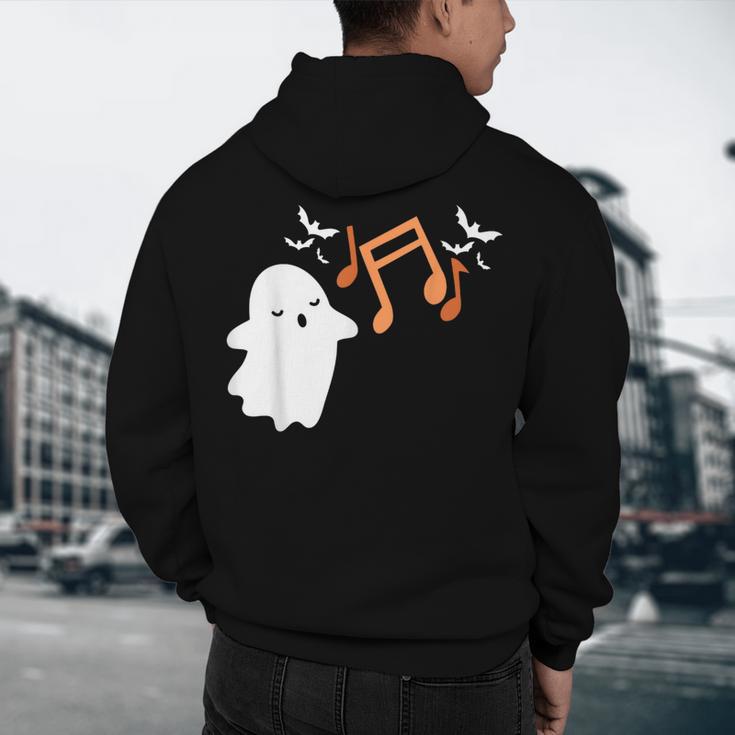 Halloween Music Note Ghost Teacher Fall Musical Instrument Men's Hoodie Back Print, novelty gifts, funny gifts