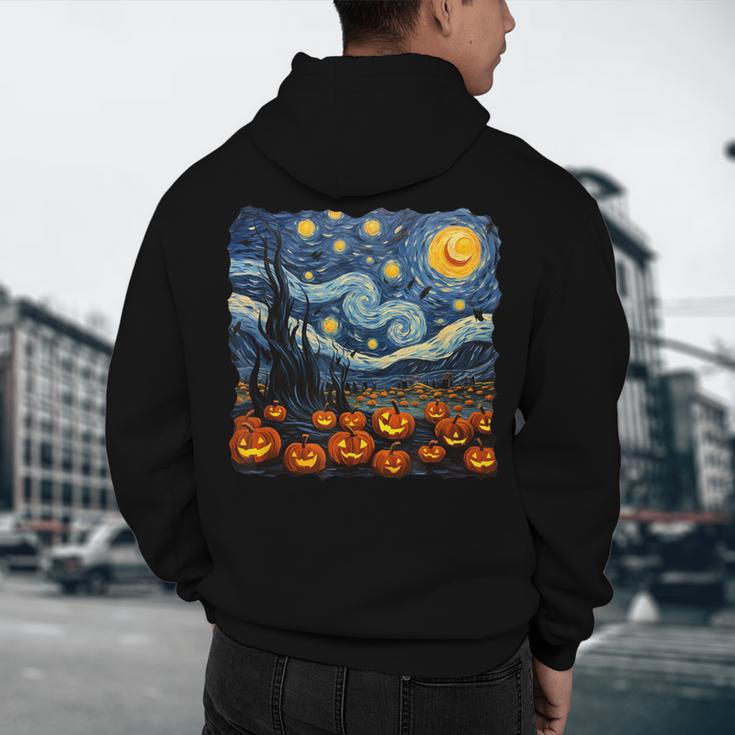 Halloween Pumpkin Starry Night Van Gogh Art Teacher Men's Hoodie Back Print, novelty gifts, funny gifts Halloween Pumpkin Starry Night Van Gogh Art Teacher Men's Hoodie Back Print, novelty gifts, funny gifts