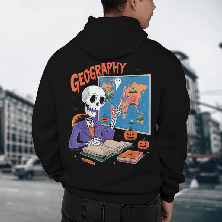 Halloween Skeleton Geography Teacher Pumpkin Bats Classroom Men's Hoodie Back Print, novelty gifts, funny gifts Halloween Skeleton Geography Teacher Pumpkin Bats Classroom Men's Hoodie Back Print, novelty gifts, funny gifts