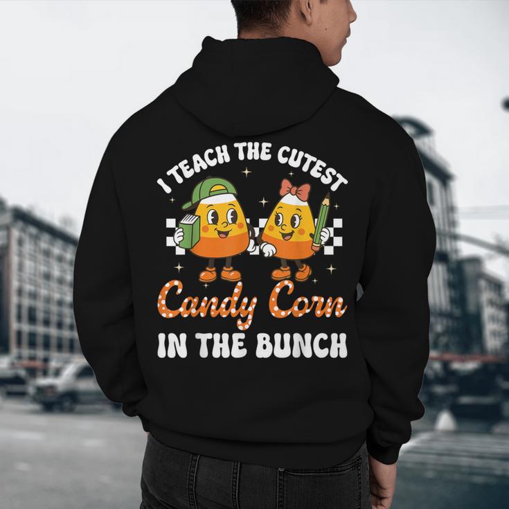 Halloween Teacher Cutest Candy Corn Groovy Spooky Teachers Men's Hoodie Back Print, novelty gifts, funny gifts