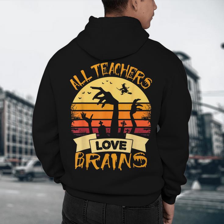 Halloween Teacher Shirt All Teachers Love Brains Halloween Men Women Men's Hoodie Back Print, novelty gifts, funny gifts