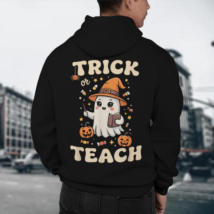 Halloween Teacher Shirts Women School Trick Or Teach Groovy Men's Hoodie Back Print, novelty gifts, funny gifts