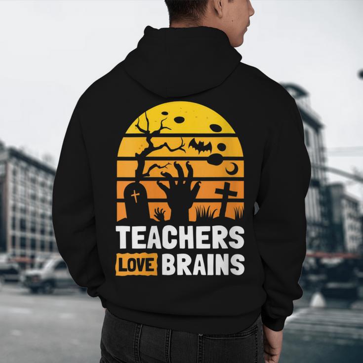Halloween Teachers Science Math Teachers Love Brains Men's Hoodie Back Print, novelty gifts, funny gifts